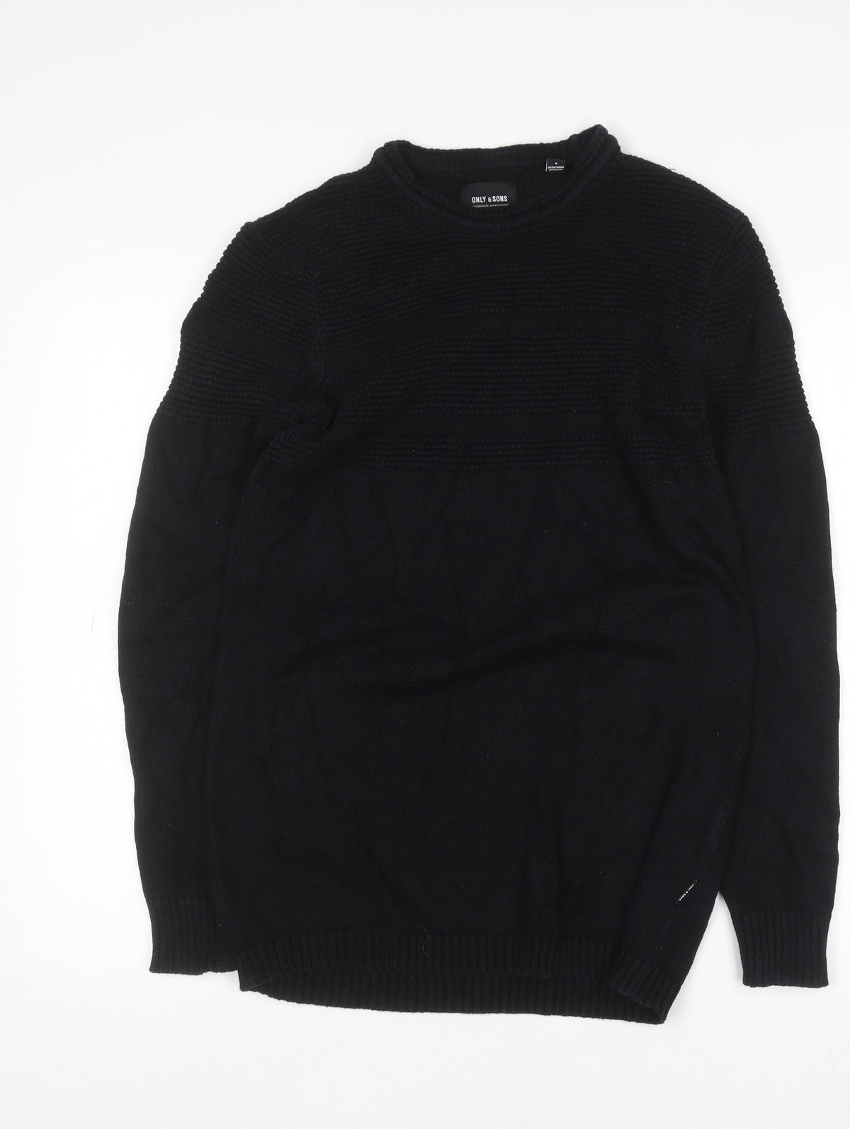 Unisex Adults UK Size S ONLY & SONS Black Pullover Jumper