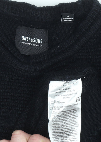 Unisex Adults UK Size S ONLY & SONS Black Pullover Jumper
