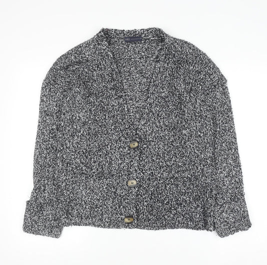 Marks & Spencer Women’s Grey Chunky Knit V-Neck Button Cardigan Size M