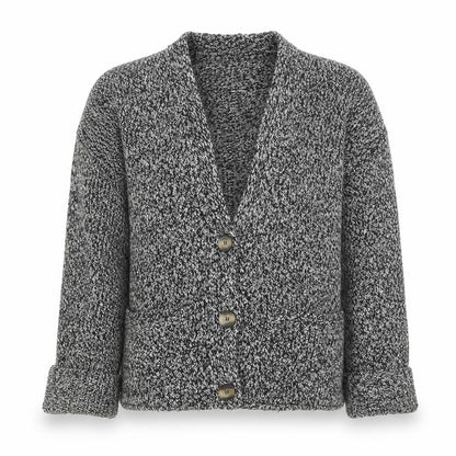Marks & Spencer Women’s Grey Chunky Knit V-Neck Button Cardigan Size M