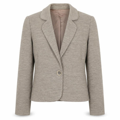 Bandolera Women Beige Wool Blazer UK 12 Classic Single Button