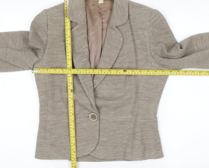 Bandolera Women Beige Wool Blazer UK 12 Classic Single Button