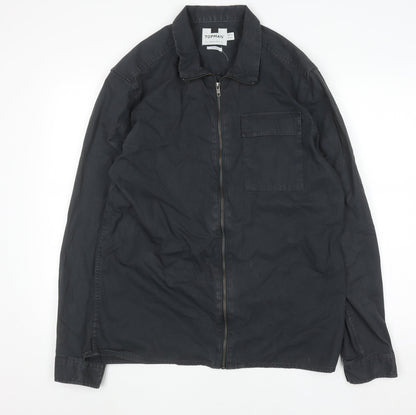 Topman Men’s Black Cotton Zip Overshirt Jacket Size L