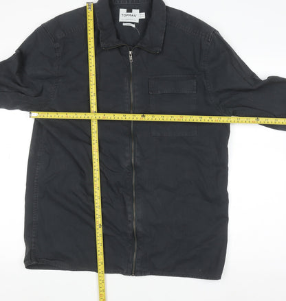 Topman Men’s Black Cotton Zip Overshirt Jacket Size L