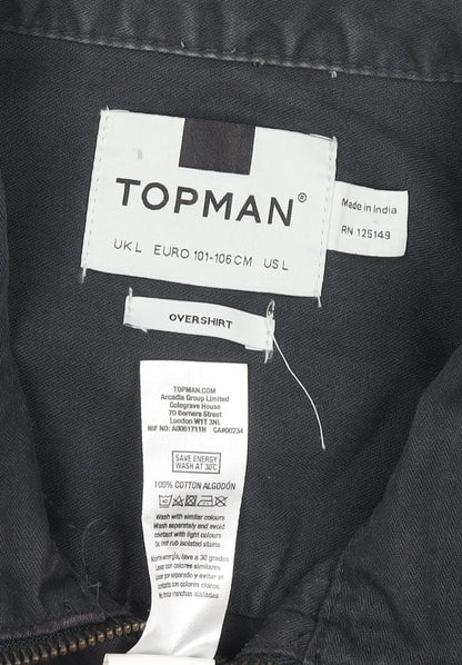 Topman Men’s Black Cotton Zip Overshirt Jacket Size L