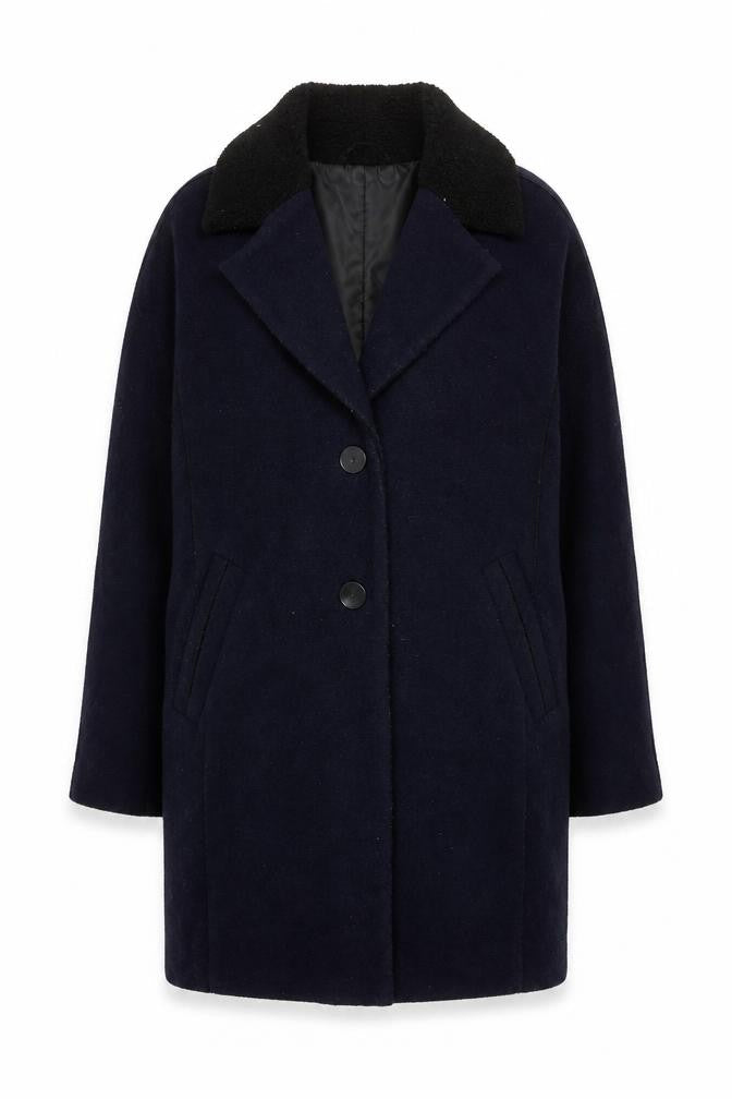 Womens UK Size 8 Zara Basic Blue Overcoat