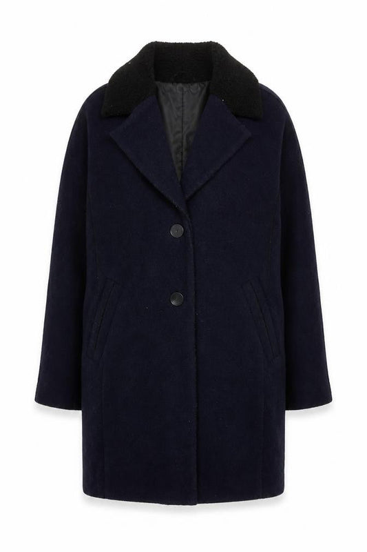 Womens UK Size 8 Zara Basic Blue Overcoat