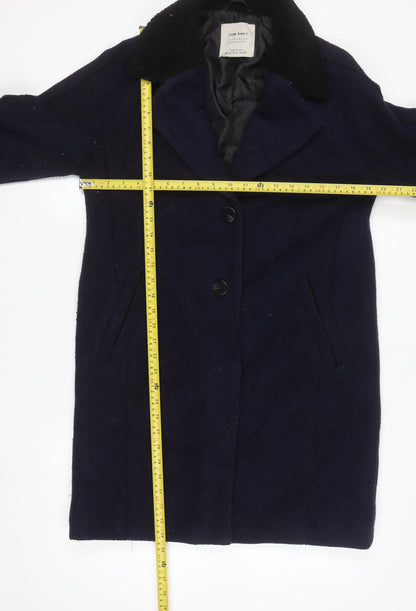Womens UK Size 8 Zara Basic Blue Overcoat