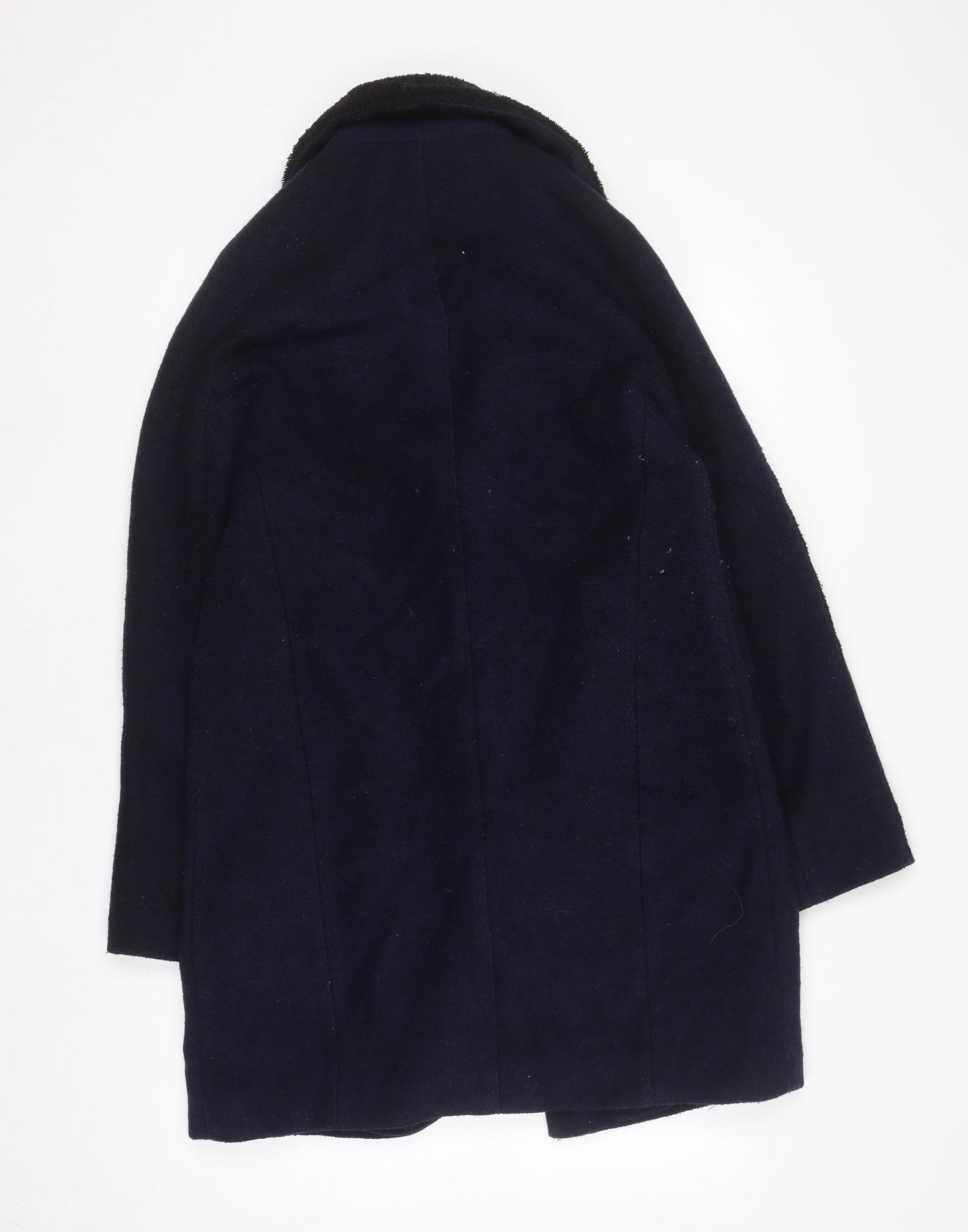 Womens UK Size 8 Zara Basic Blue Overcoat