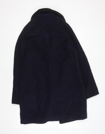 Womens UK Size 8 Zara Basic Blue Overcoat