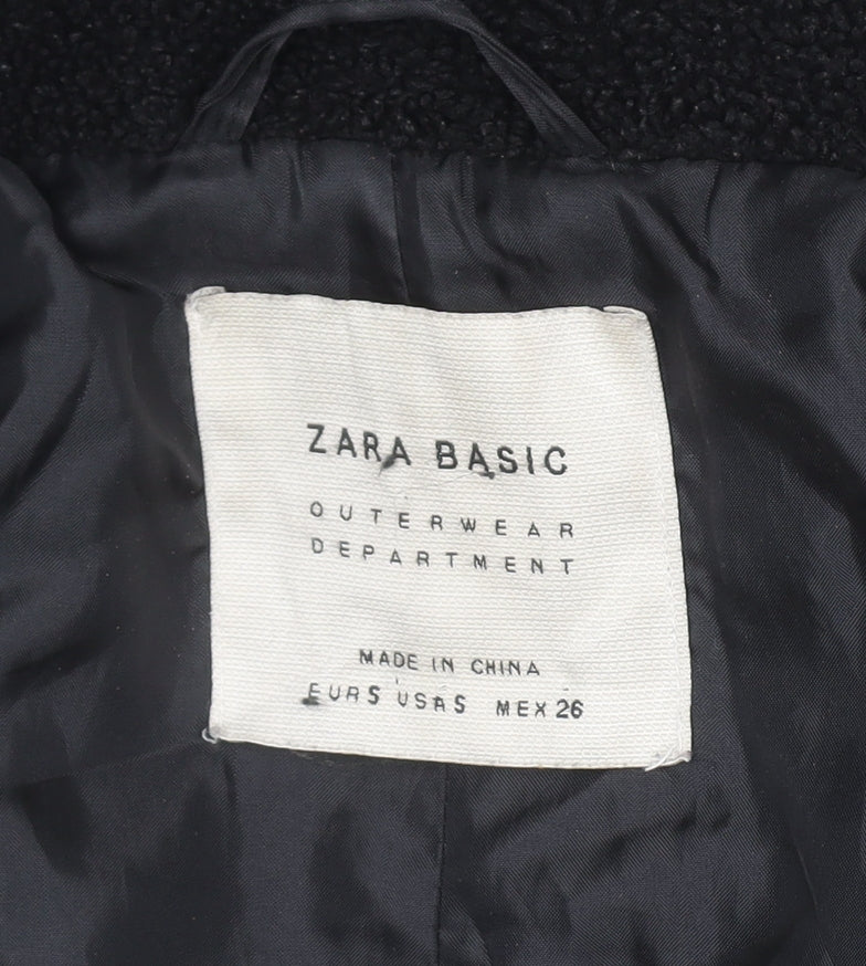 Womens UK Size 8 Zara Basic Blue Overcoat