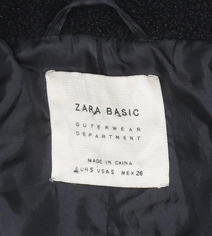 Womens UK Size 8 Zara Basic Blue Overcoat