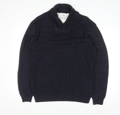 Next Men's Blue Collared Button Pullover Jumper XL Cotton Blend
