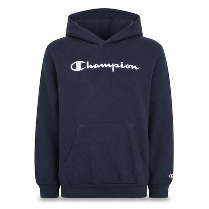 Front view of Champion Teens Black XL Pullover Hoodie with Logo Graphic Print