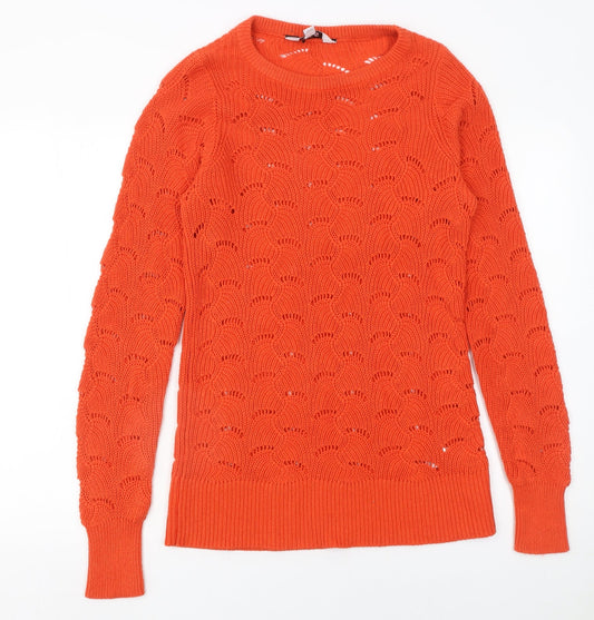 Womens UK Size 8-10 LTS Orange Pullover Jumper