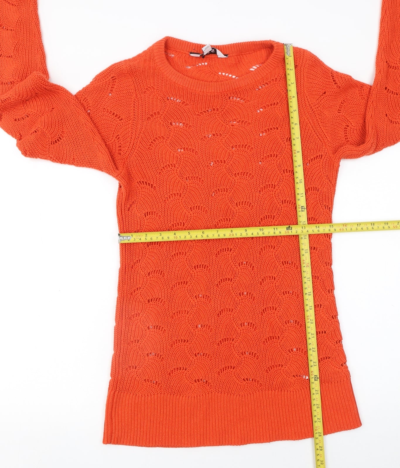 Womens UK Size 8-10 LTS Orange Pullover Jumper
