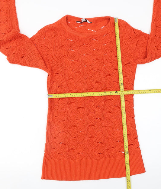 Womens UK Size 8-10 LTS Orange Pullover Jumper