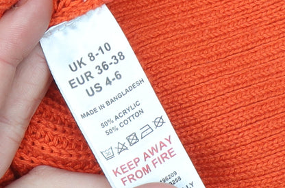 Womens UK Size 8-10 LTS Orange Pullover Jumper