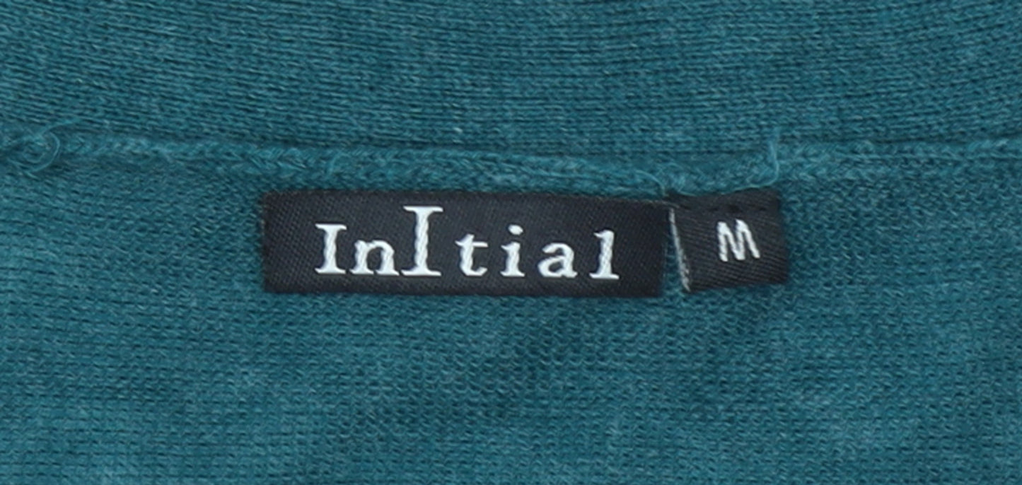 Womens UK Size M Initial Green Cardigan Jumper
