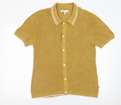 Standard Cloth Men's Yellow Cotton Knit Button-Up Shirt M