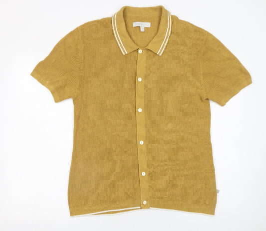 Standard Cloth Men's Yellow Cotton Knit Button-Up Shirt M