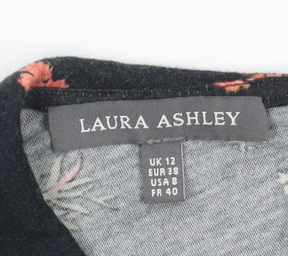 Womens UK Size 12 Laura Ashley Black Tunic Blouse