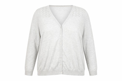 RJR John Rocha Women's Grey Cotton Button Front V-Neck Cardigan Size 22