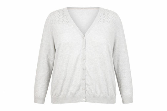 RJR John Rocha Women's Grey Cotton Button Front V-Neck Cardigan Size 22