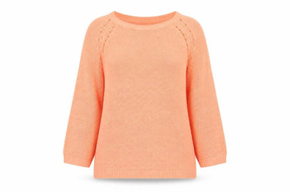 H&M Women Orange Acrylic Chunky-Knit 3/4 Sleeve Jumper Size 12