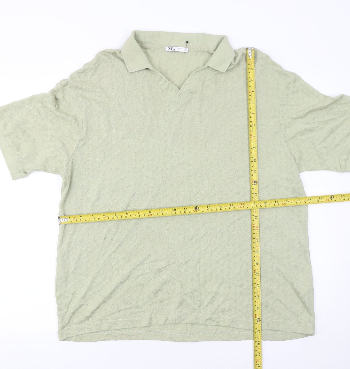 Womens UK Size L Zara Green Basic Polo