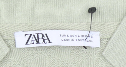 Womens UK Size L Zara Green Basic Polo