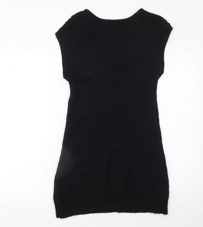 Guess Women Black Sleeveless Beaded Knit Sweater Dress Size S