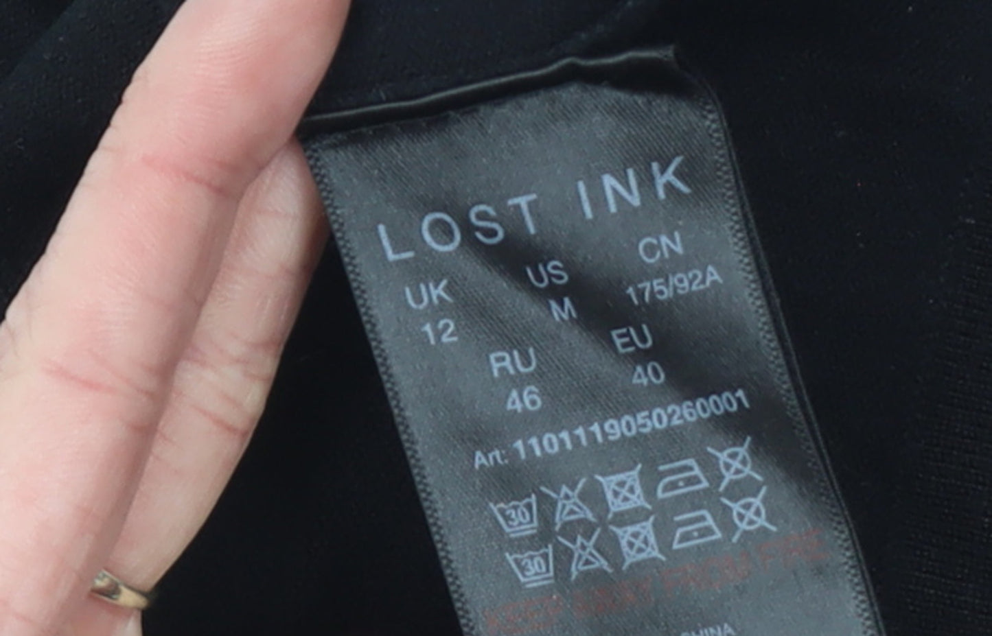 Womens UK Size 12 Lost Ink Black Pullover Jumper