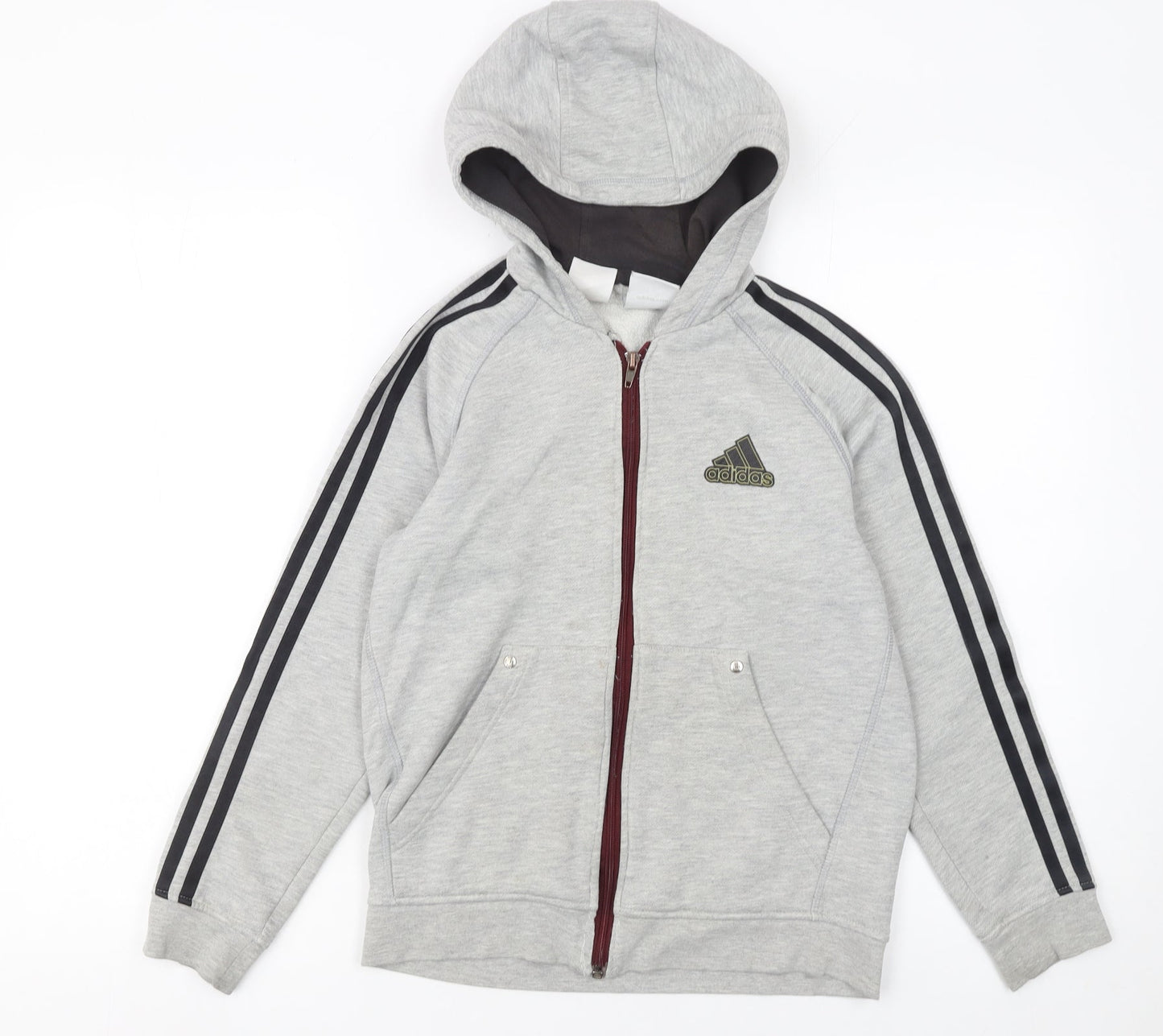 Boys UK Size 11-12 Years adidas Grey Full Zip Hoodie