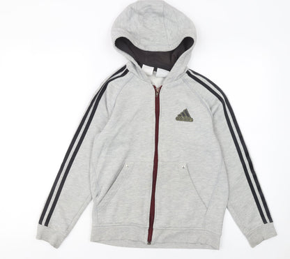 Boys UK Size 11-12 Years adidas Grey Full Zip Hoodie