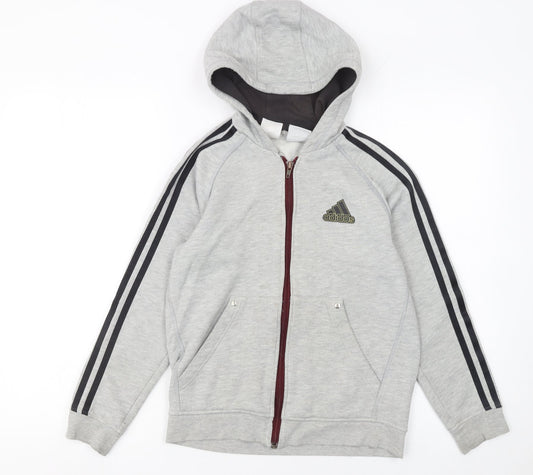 Boys UK Size 11-12 Years adidas Grey Full Zip Hoodie
