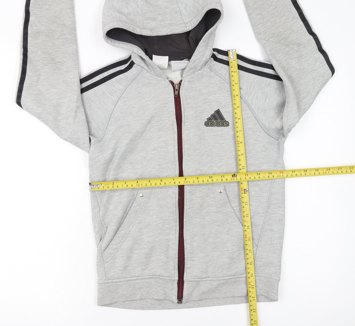 Boys UK Size 11-12 Years adidas Grey Full Zip Hoodie