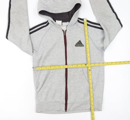 Boys UK Size 11-12 Years adidas Grey Full Zip Hoodie