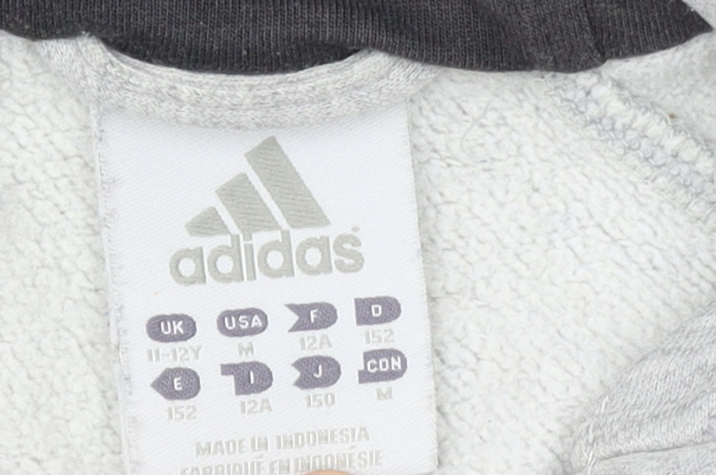 Boys UK Size 11-12 Years adidas Grey Full Zip Hoodie
