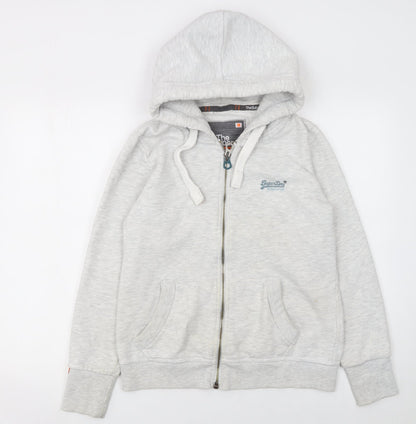 Womens UK Size L Superdry Grey Full Zip Hoodie