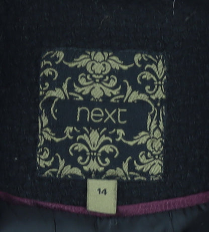 Next Women’s Black Wool Blend Military Zip Coat Size 14