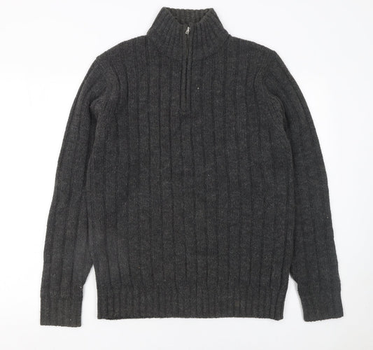 Mens UK Size M Onfire Grey 1/2 Zip Jumper