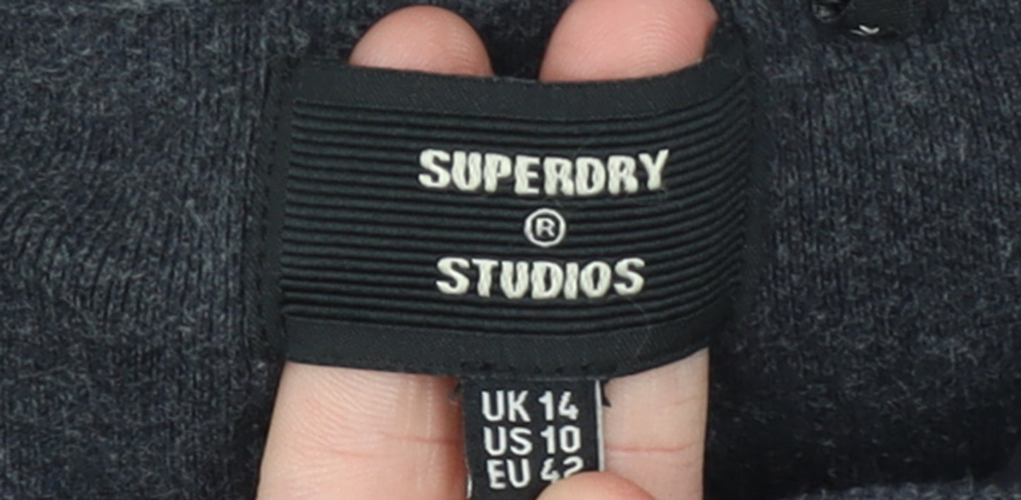 Womens UK Size 14 Superdry Grey Gym & Training Running & Jogging Walking Jacket