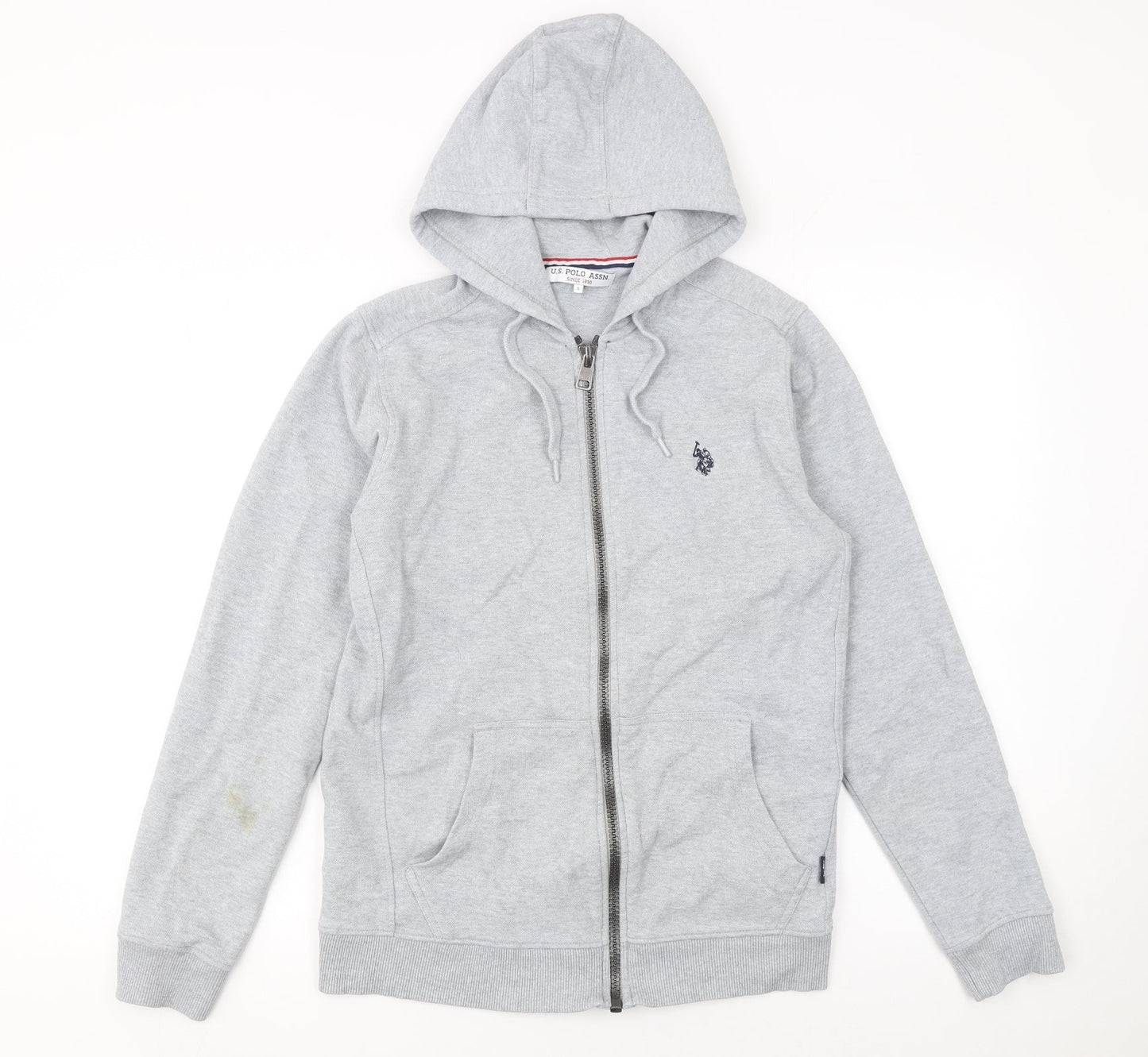 Mens UK Size S U.S. Polo Assn. Grey Full Zip Hoodie