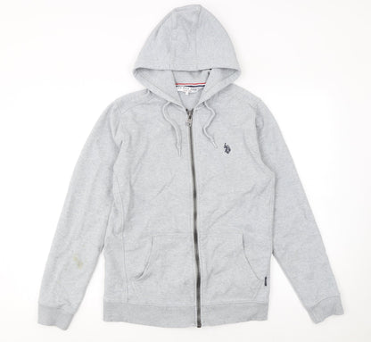 Mens UK Size S U.S. Polo Assn. Grey Full Zip Hoodie