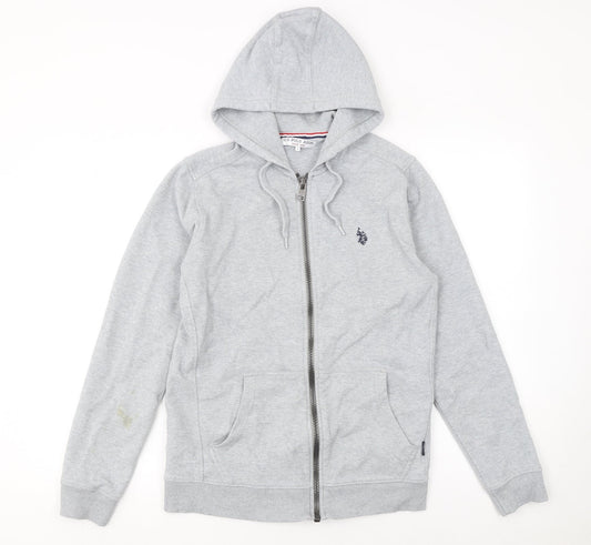 Mens UK Size S U.S. Polo Assn. Grey Full Zip Hoodie