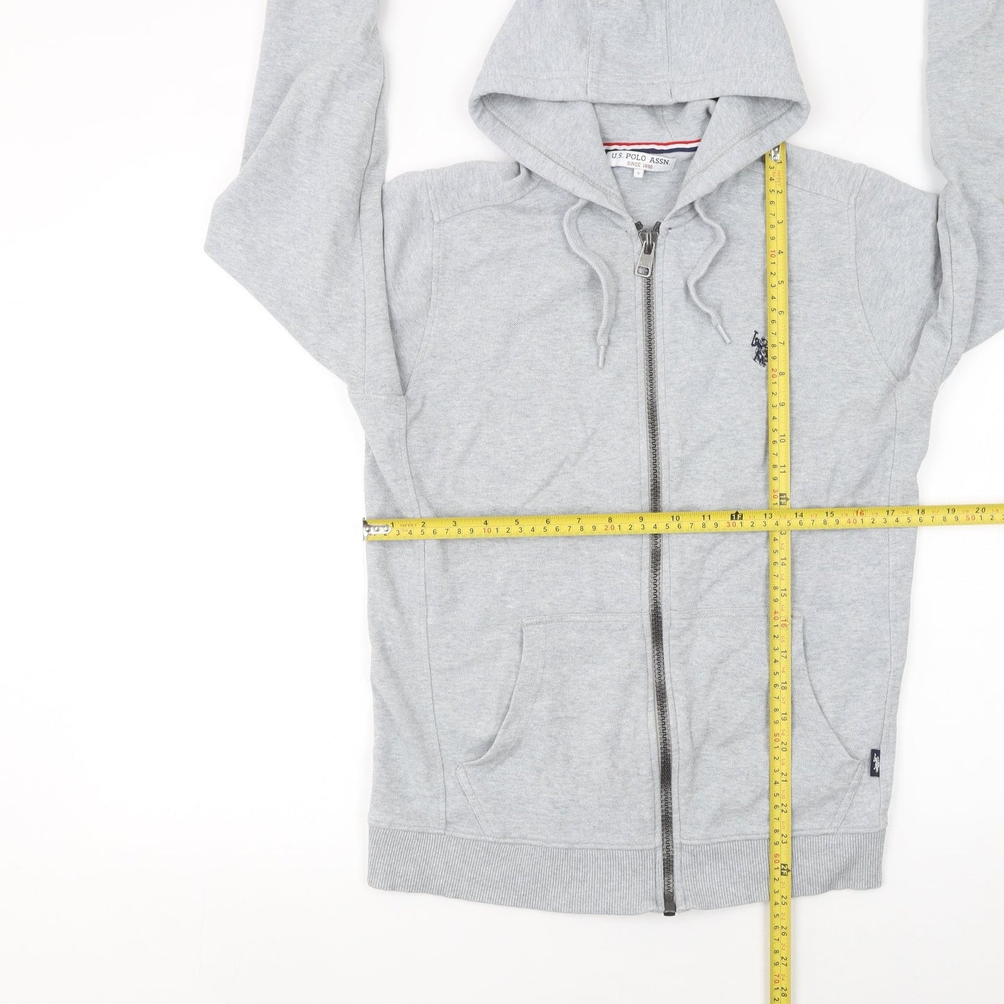 Mens UK Size S U.S. Polo Assn. Grey Full Zip Hoodie