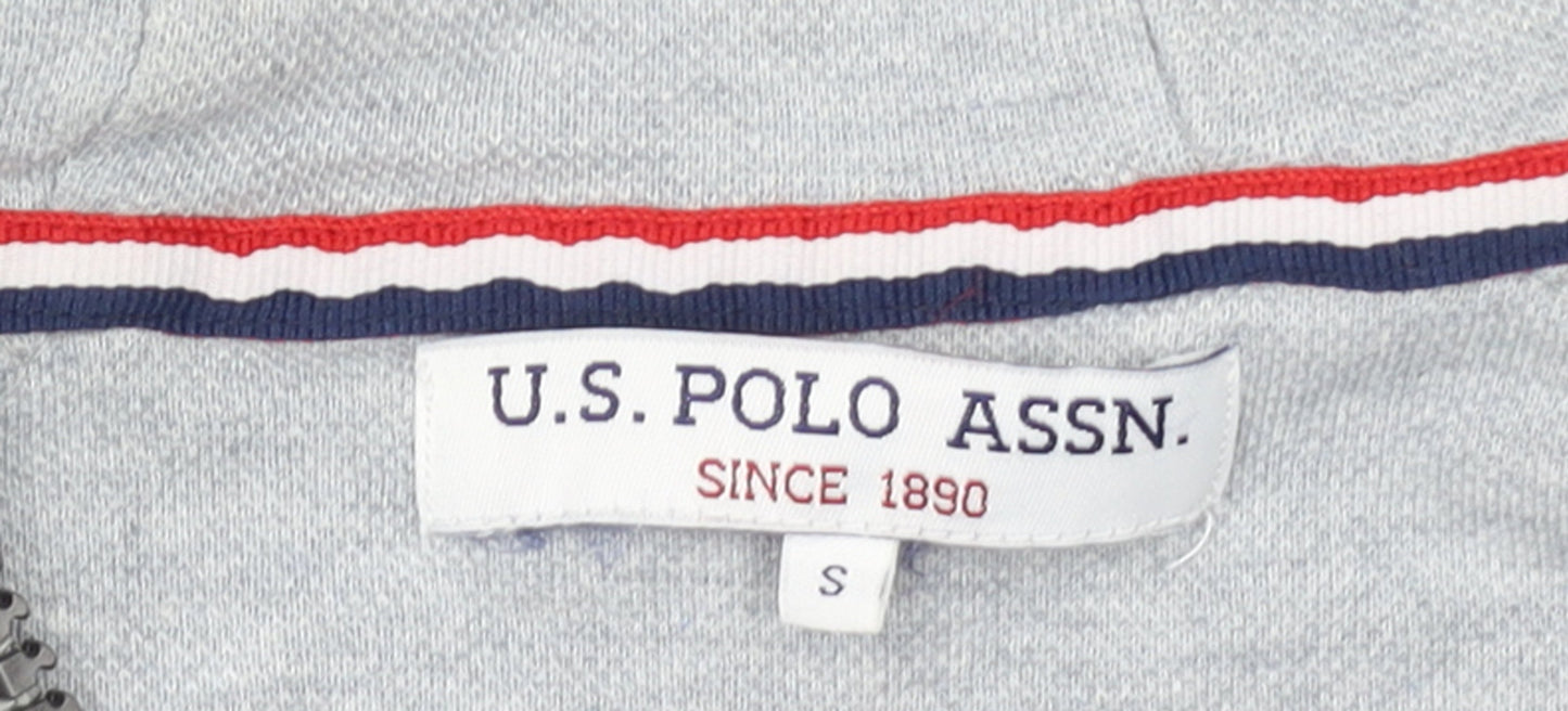 Mens UK Size S U.S. Polo Assn. Grey Full Zip Hoodie