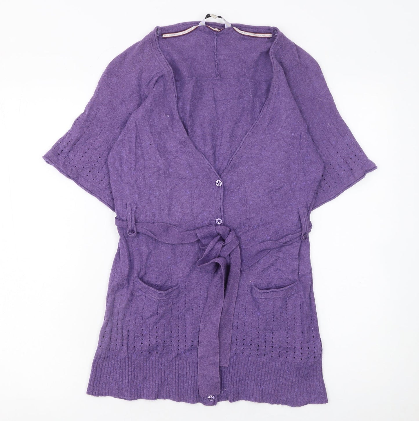 Womens UK Size M Club West Cashmere Sweater Purple Cardigan Jumper
