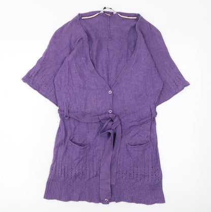 Womens UK Size M Club West Cashmere Sweater Purple Cardigan Jumper